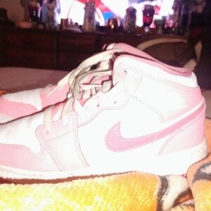 Nike Pink and White Mid-Top Sneakers